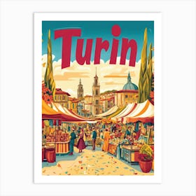 Aihrgdesign A 1970s Inspired Travel Poster For Turin Depictin E6b14538 Ae0b 4afb 9aa0 Fdd4e0a31d67 1 Art Print