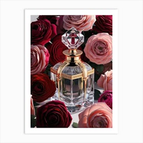 Perfume Bottle With Roses 1 Art Print