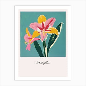Amaryllis 2 Square Flower Illustration Poster Art Print