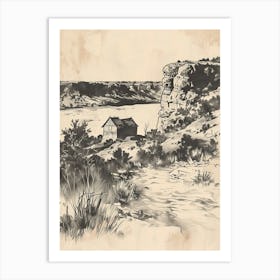 Duotone Illustration Mount Bonnell Austin Texas 3 Art Print