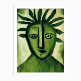Green Man Symbol 1, Abstract Painting Art Print