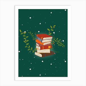 Magical Stack Of Books Art Print