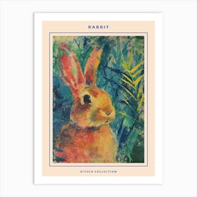 Kitsch Rabbit Brushstrokes 2 Poster Art Print