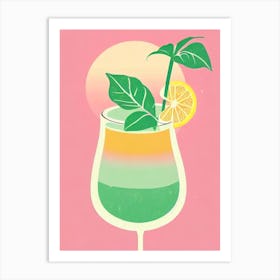 Cuba Libre Retro Pink Cocktail Poster Art Print