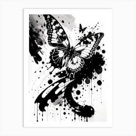 Black And White Butterfly 1 Art Print