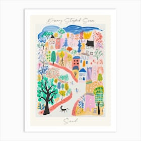 Poster Of Seoul, Dreamy Storybook Illustration 2 Art Print