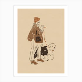 Latte Run With Dog Art Print