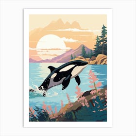 Orca Whale By Rocky Coastline3 Art Print