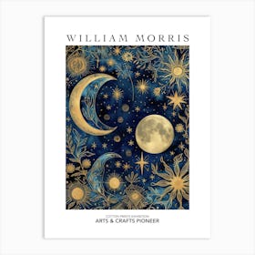 William Morris Print Moon Stars Celestial Poster Vintage Wall Art Textiles Art Vintage Poster Art Print