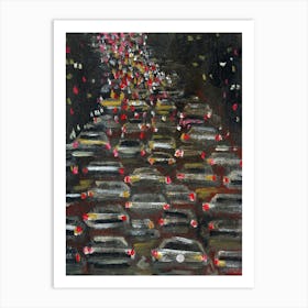 Night Traffic - Anton Maliar traffic jam dark car cars automobiles vertical Art Print