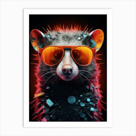  A Possum Wearing Sunglasses Vibrant Paint Splash 1 Art Print