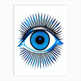 Psychedelic Eye, Symbol, Third Eye Blue & White 7 Art Print