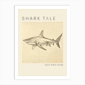 Great White Shark Vintage Illustration 4 Poster Art Print