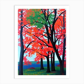 Red Oak Tree Cubist Art Print