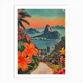 Rio De Janeiro   Floral Retro Collage Style 3 Art Print