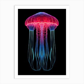 Irukandji Jellyfish Neon Illustration 6 Art Print