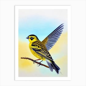 Yellowhammer Watercolour Bird Art Print