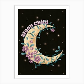 Floral Moon Child Art Print