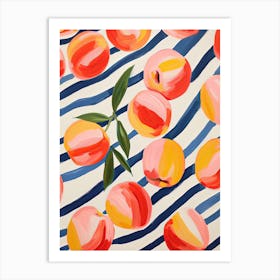 Peaches Fruit Summer Illustration 3 Art Print