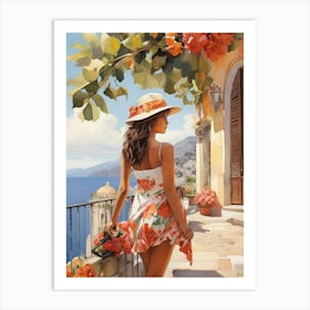 Woman On A Balcony art print Art Print