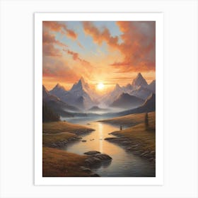 Sunset In The Mountains 5 Art Print