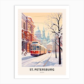 Vintage Winter Travel Poster St Petersburg Russia 3 Art Print