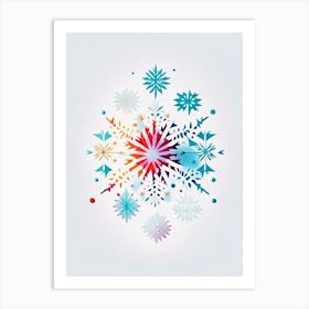 Irregular Snowflakes, Snowflakes, Minimal Line Drawing 5 Art Print