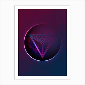 Geometric Neon Glyph on Jewel Tone Triangle Pattern 483 Art Print
