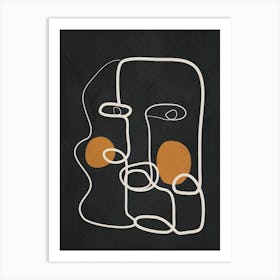 Abstract Face Line Art 01 Art Print