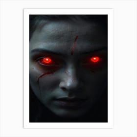 Woman With Red Eyes Art Print