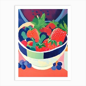 Bowl Of Strawberries, Fruit Abstract Still Life Art Print