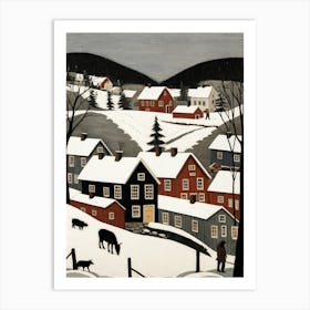 Minimalist Scandinavian Village Painting (1) Art Print
