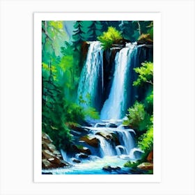 Waterfalls In Forest Water Landscapes Waterscape Impressionism 1 Art Print