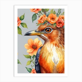 Kingfisher With Flowers 6 Art Print