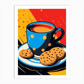 Cartoon Coffee & Biscuits Pop Art Inspired 2 Art Print