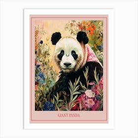 Floral Animal Painting Giant Panda 3 Poster Art Print