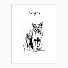 B&W Cougar Poster Art Print