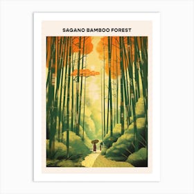 Sagano Bamboo Forest Midcentury Travel Poster Art Print