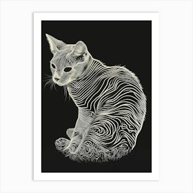 Selkirk Rex Cat Minimalist Illustration 4 Art Print
