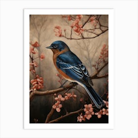 Dark And Moody Botanical Eastern Bluebird 3 Art Print