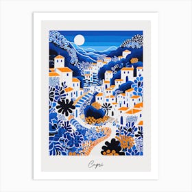 Poster Of Capri, Italy, Illustration In The Style Of Pop Art 2 Art Print