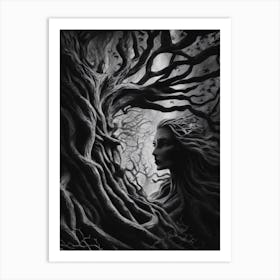 Woman In The Tree Art Print