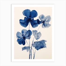 Blue Botanical Cyclamen 2 Art Print