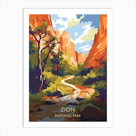 Zion National Park Travel Poster Illustration Style 4 Art Print