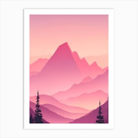 Misty Mountains Vertical Background In Pink Tone 53 Art Print