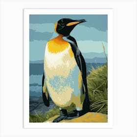 Emperor Penguin Dunedin Taiaroa Head Minimalist Illustration 3 Art Print