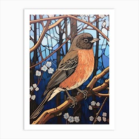 Art Nouveau Birds Poster Eastern Bluebird 2 Art Print