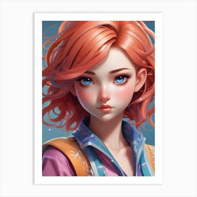 Anime Girl With Blue Eyes Art Print