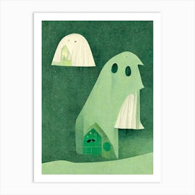 Green Cute Ghosts Art Print