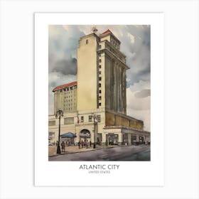 Atlantic City 4 Watercolour Travel Poster Art Print